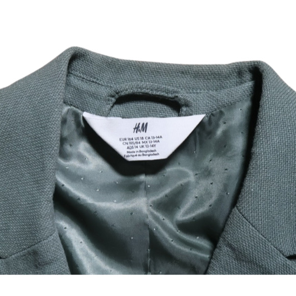 H&M Cotton Linen Blazer Sage Green Single-Breasted US 18 (Fits Like 12) SoftGirl - Picture 4 of 16